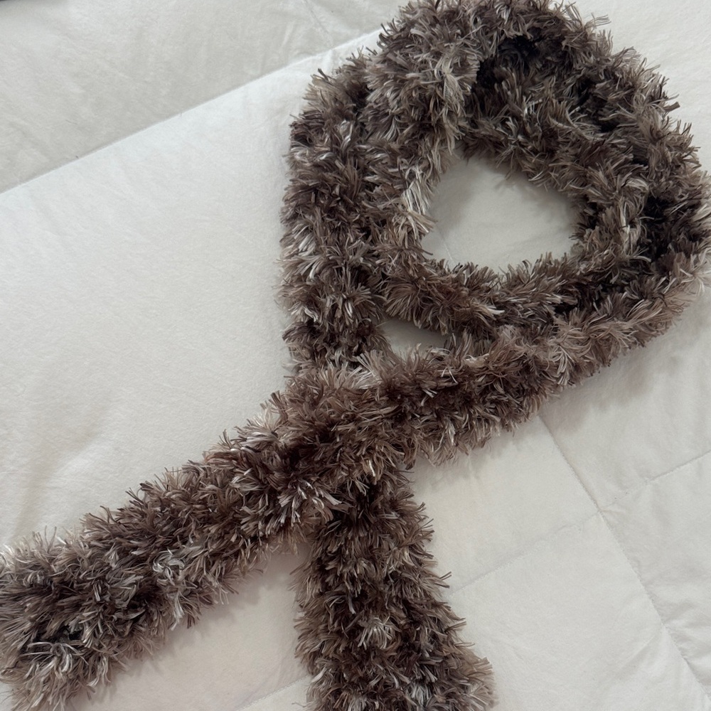Plush Fuzzy Brown Scarf